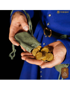 Pack of 2 medieval-style suede pouches, green color 2