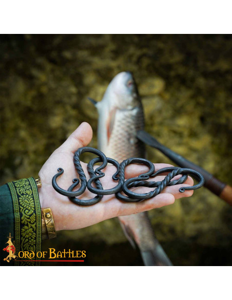 Set of 5 wrought iron medieval hooks... Set of 5 wrought iron medieval hooks...