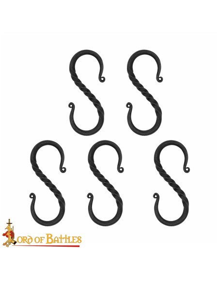 Set of 5 wrought iron medieval hooks... Set of 5 wrought iron medieval hooks...