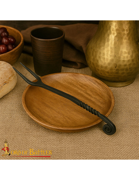 Hand-forged Viking fork in wrought...