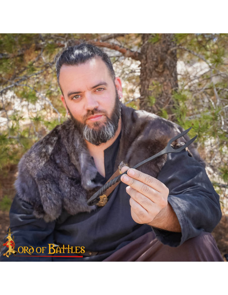 Hand-forged Viking fork in wrought...