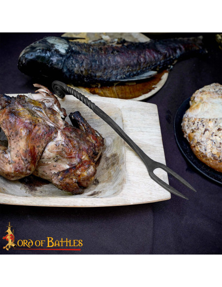 Hand-forged Viking fork in wrought...