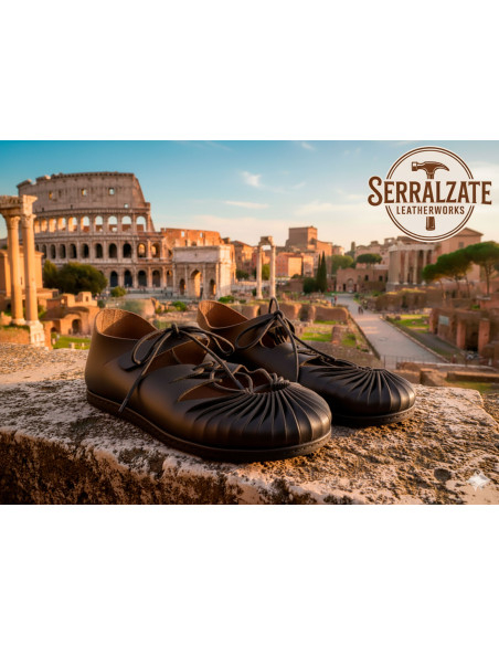 Roman caliga sandals in black