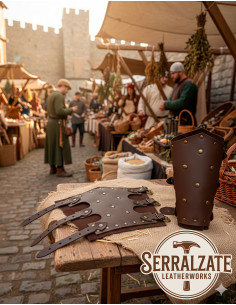 Medieval Badulf Bracelets with Three Straps in Dark Brown