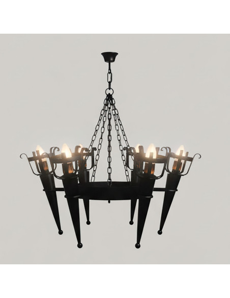 Forge lamp with medieval torch arms,...