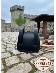 Medieval Knight Percival Belt Bag, Black Leather 2