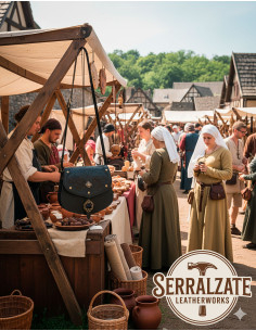 Medieval leather bag model Escudero, black 2