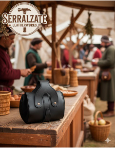 Medieval leather bag model Emeritano, black 2