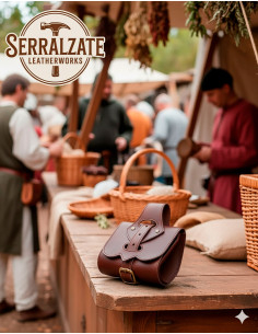 Medieval leather bag model Emeritano, brown color