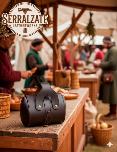 Medieval leather bag model Emeritano, brown color 2