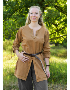 Medieval brown tunic model Yrsa, worn finish