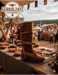 Medieval leather gaiters model Esteban, brown 2