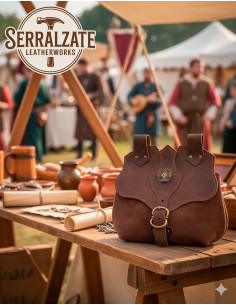 Medieval leather bag model Encanto, brown