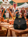 Medieval leather bag model Samuel, black color