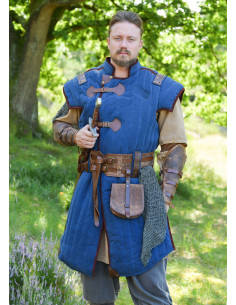Medieval blue-brown gambeson with worn finish, Model Vari