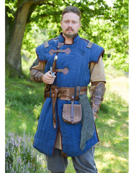 Medieval blue-brown gambeson with... Medieval blue-brown gambeson with...