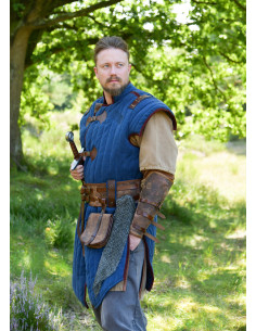 Medieval blue-brown gambeson with worn finish, Model Vari 2