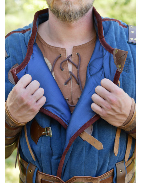 Medieval blue-brown gambeson with... Medieval blue-brown gambeson with...