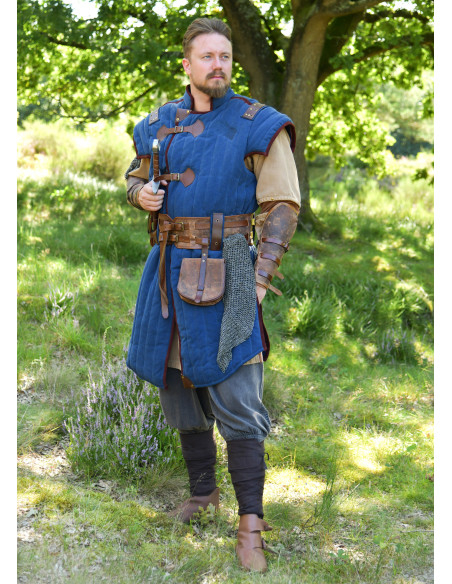 Medieval blue-brown gambeson with... Medieval blue-brown gambeson with...