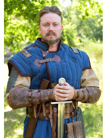 Medieval blue-brown gambeson with... Medieval blue-brown gambeson with...