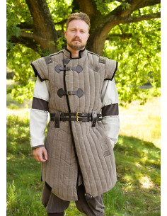 Medieval brown-black gambeson with worn finish, Vari model