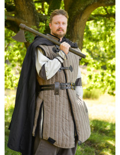 Medieval brown-black gambeson with worn finish, Vari model 2