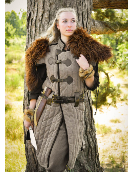 Medieval brown-black gambeson with... Medieval brown-black gambeson with...