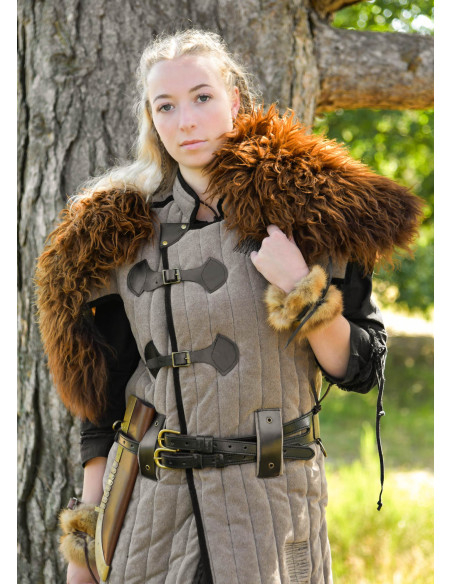 Medieval brown-black gambeson with... Medieval brown-black gambeson with...