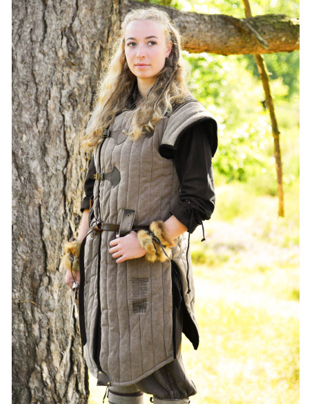 Medieval brown-black gambeson with... Medieval brown-black gambeson with...