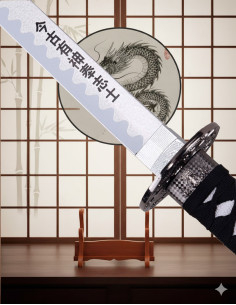 Decorative Katana Tsuba Dragon and Bamboo Leaf (103 cm.) 2