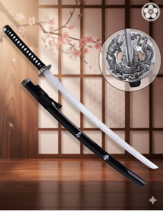 Decorative Katana Tsuba Dragon, Bamboo Blade (103 cm.)