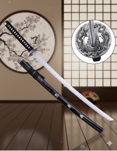 Decorative Tsuba Dragon Fantasy and Bamboo Leaf Katana...