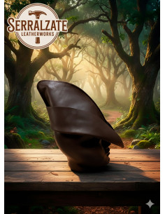 Medieval leather hat model William Tell, brown color 2