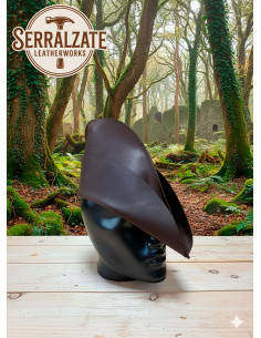 Medieval leather hat model William Tell, brown color