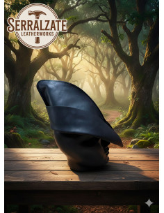 Medieval leather hat model Rolf, black color 2