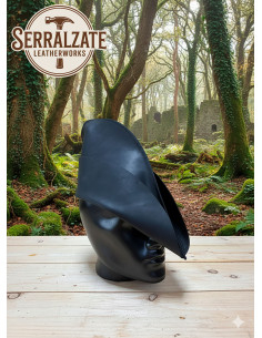 Medieval leather hat model Rolf, black color