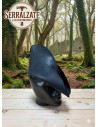 Medieval leather hat model Rolf, black color