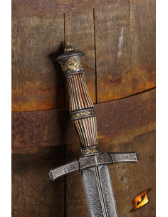 Medieval pirate dagger for LARP, wood-colored handle (55cm). 2