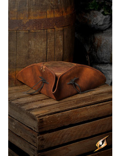 Simple leather pirate hat, brown color