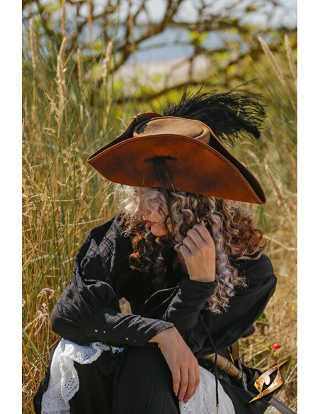 Simple leather pirate hat, brown color
