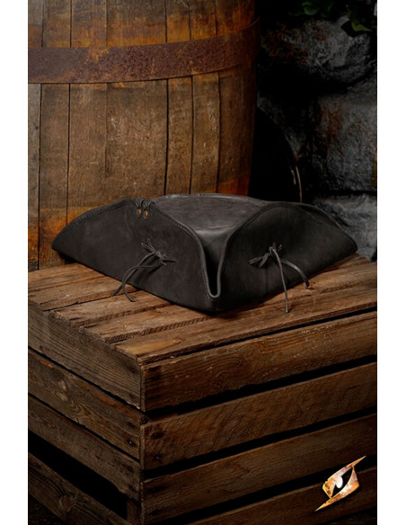 Simple leather pirate hat, black color