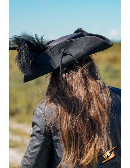 Simple leather pirate hat, black color