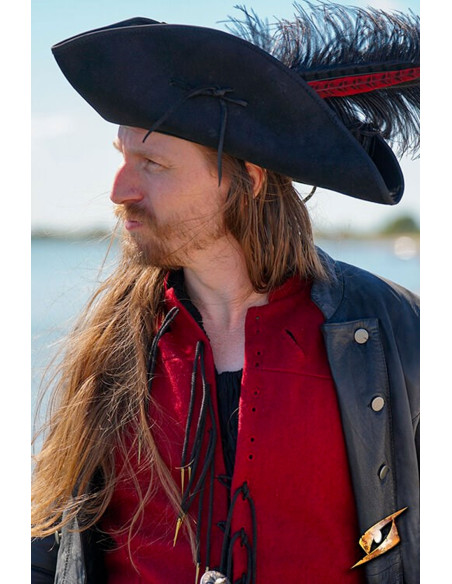 Simple leather pirate hat, black color