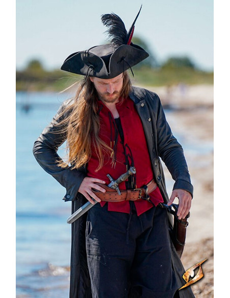 Simple leather pirate hat, black color