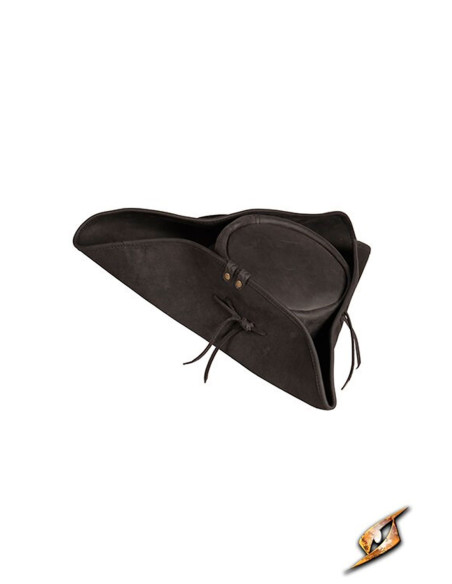 Simple leather pirate hat, black color