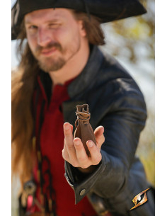 Pirate leather pouch, brown color