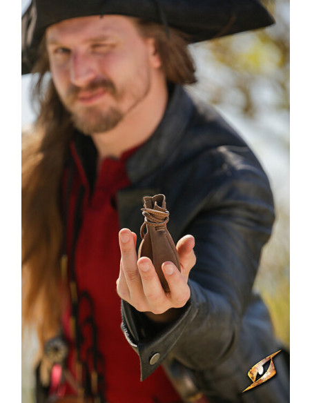 Pirate leather pouch, brown color