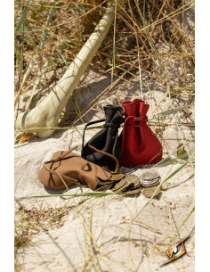 Pirate leather pouch, brown color 2