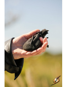 Leather pirate pouch, black color