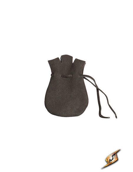 Leather pirate pouch, black color